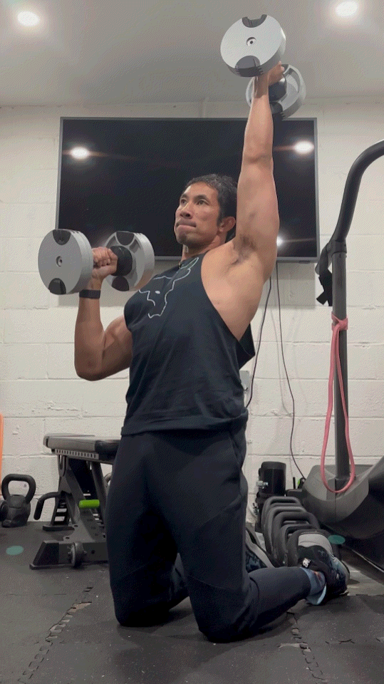 Alternating Tall Kneeling Overhead Press